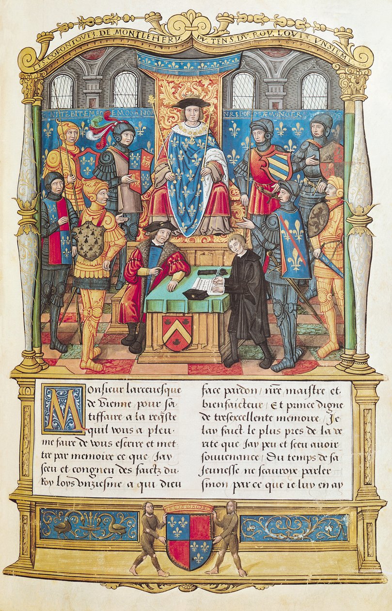 Ms 18 fol 1r Apresentação das Memórias de Louis XI, das Memórias de Philippe of Commines (1445-1509) de French School