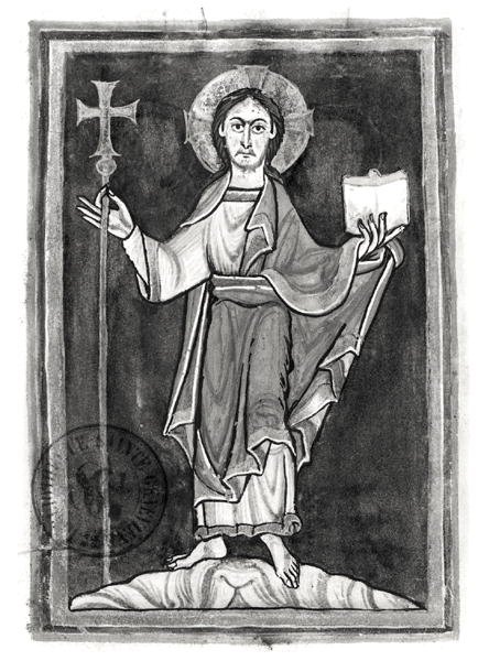 Ms 2657 fol.2v Christ, de um Benedictional de French School