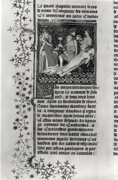 Ms f.290v 5193, Nero dissecando sua mãe, a partir da edição Jean Sans Peur dos casos em homens, ilustrado por Giovanni Boccaccio (1313-1375) c.1410 de French School