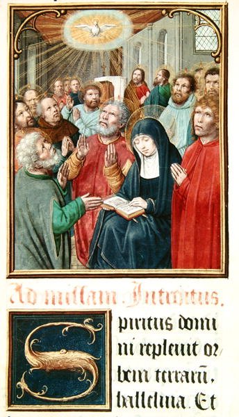 Ms 60 fol.37r Pentecostes, de uma coleção de coleções de Odoart de Bersacques, Prevost de Saint-Omer de French School