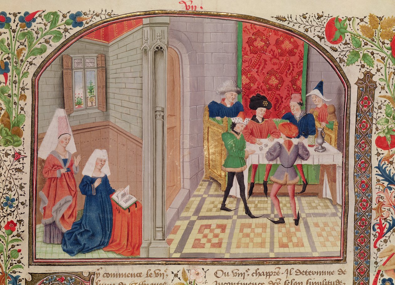 Ms 927 Fol.107 Temperança e Intemperança, de &39;Ética, Política e Economia&39; por Aristóteles (384-322 aC) de French School