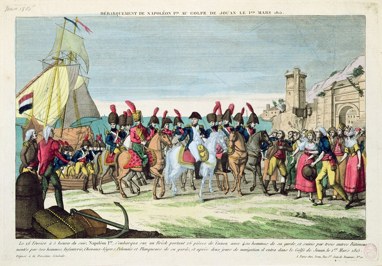 Napoleão (1769-1821) Deixando para o golfe Juan, 1º de março de 1815 de French School
