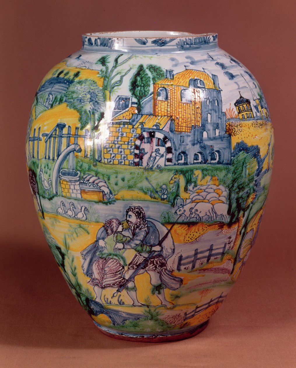 Vaso Nevers em faiança pintado com cenas do Antigo Testamento (cerâmica) de French School
