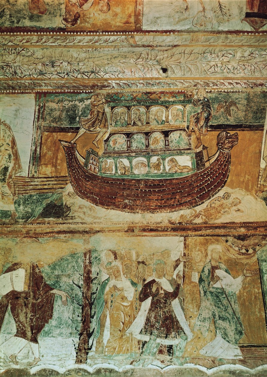 Arca de Noé Durante o Dilúvio, c.1100 de French School