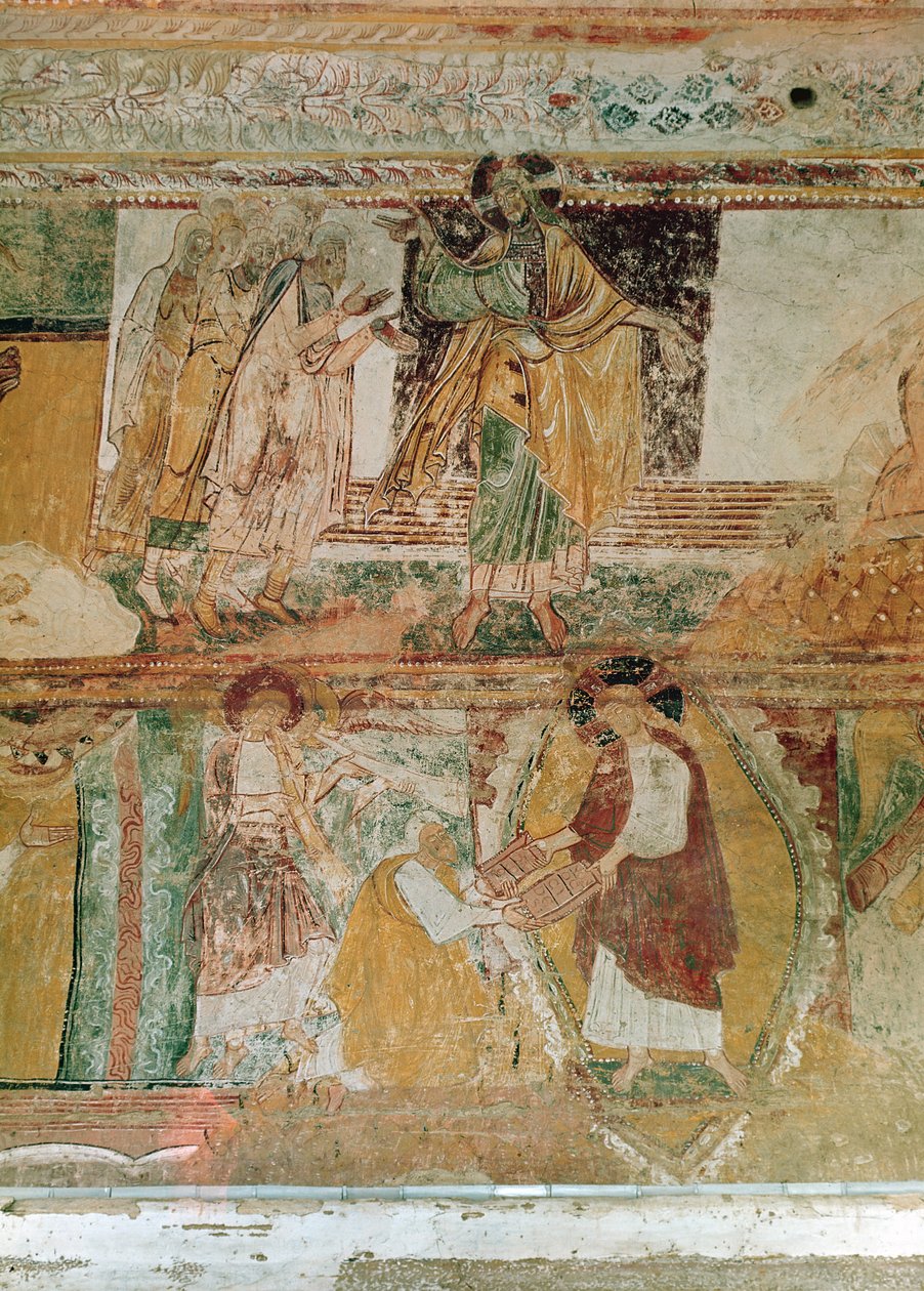 Arca de Noé e Moisés com as Tábuas da Lei, da nave, c.1100 de French School