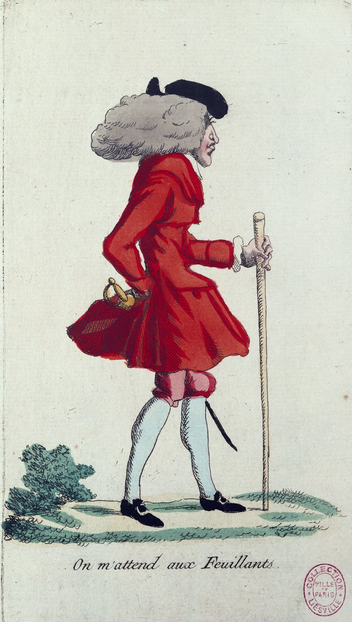 &39;On m&39;attends aux Feuillants&39;, caricatura da Revolução Francesa, c.1791-92 (gravura colorida) de French School