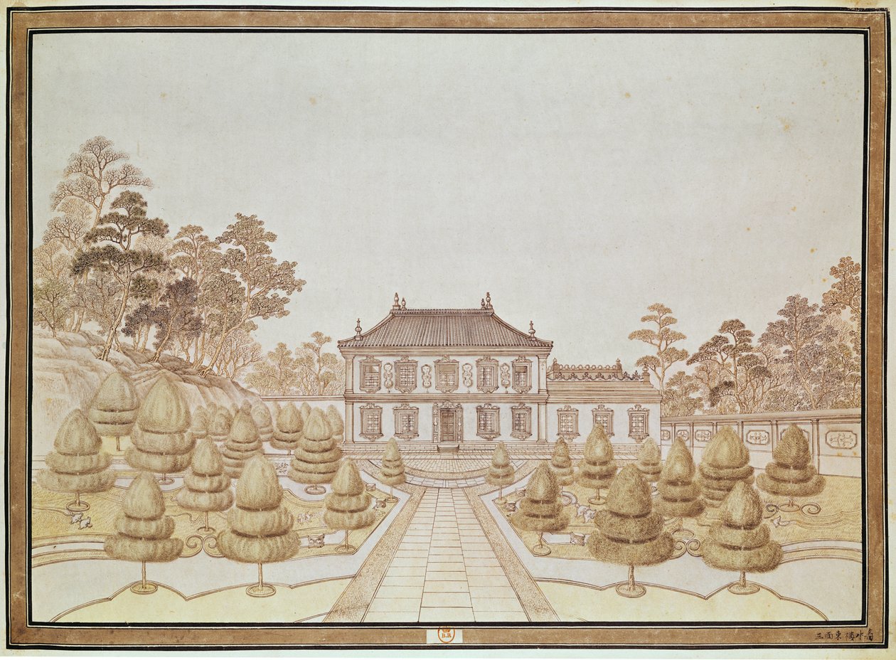 Um dos 36 Palácios do Imperador Yuen Ming Yuen, construído por Benoit em 1750 de French School
