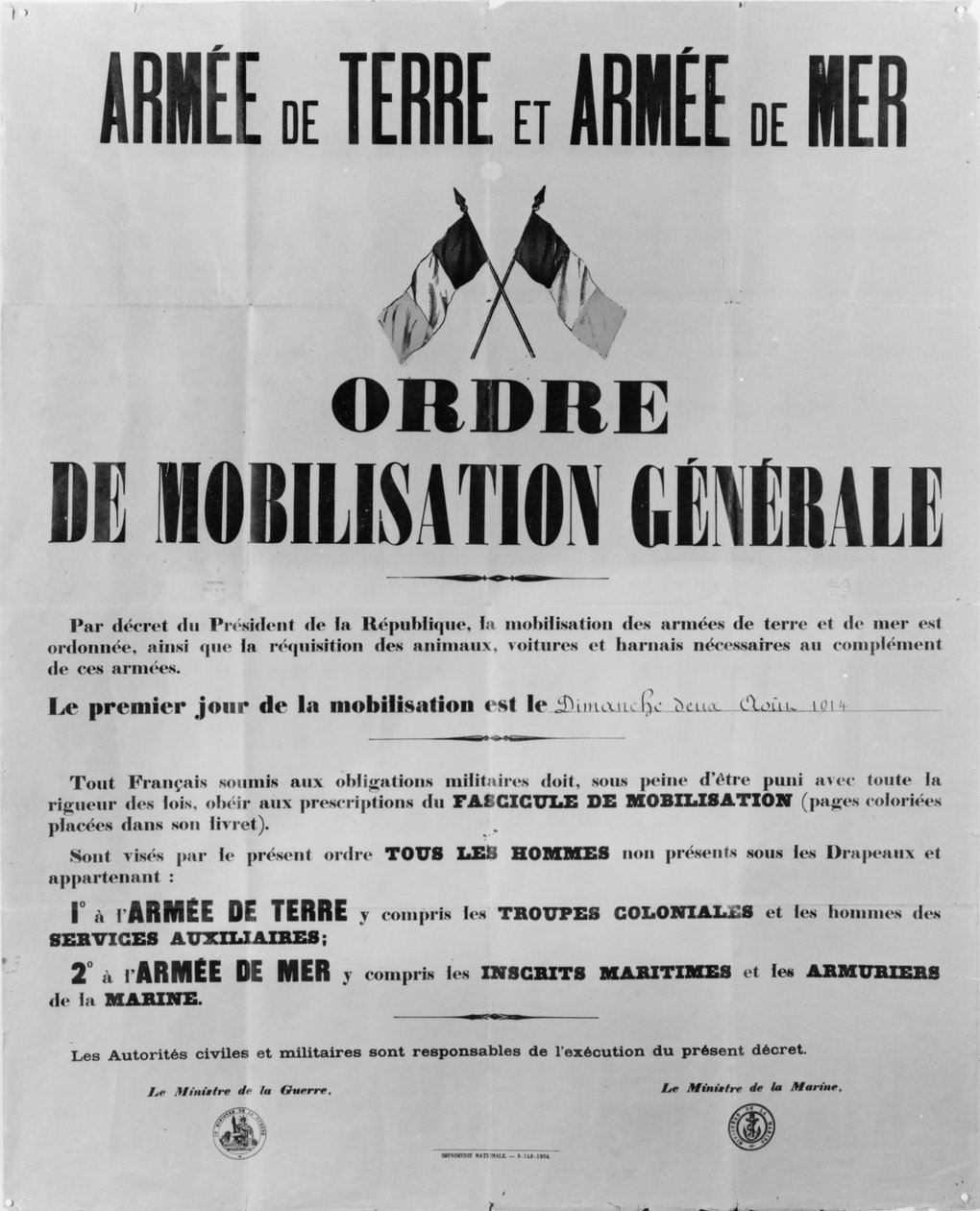 Ordem de mobilização geral, 1914 de French School