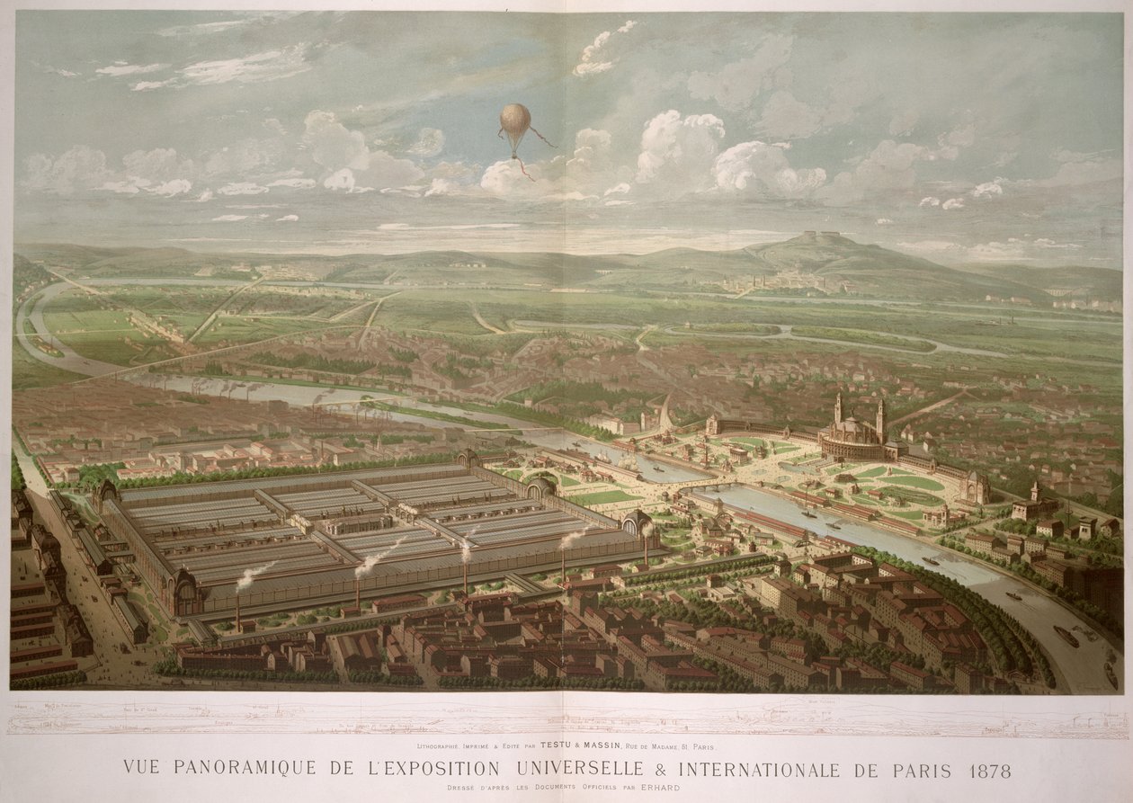 Vista panorâmica da exposição Universelle, Paris, 1878 de French School