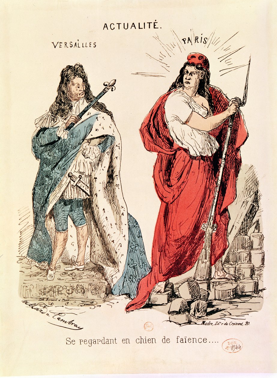 Paris e Versalhes encarando um ao outro, 1871 de French School