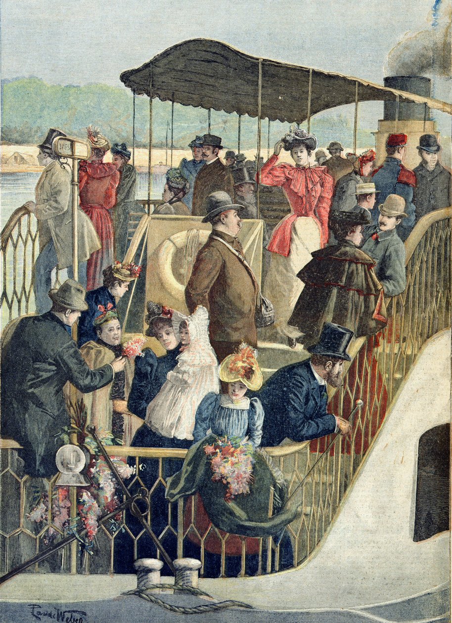 Parisienses retornando do campo, ilustração de &39;Le Petit Journal&39;, 23 de abril de 1894 de French School