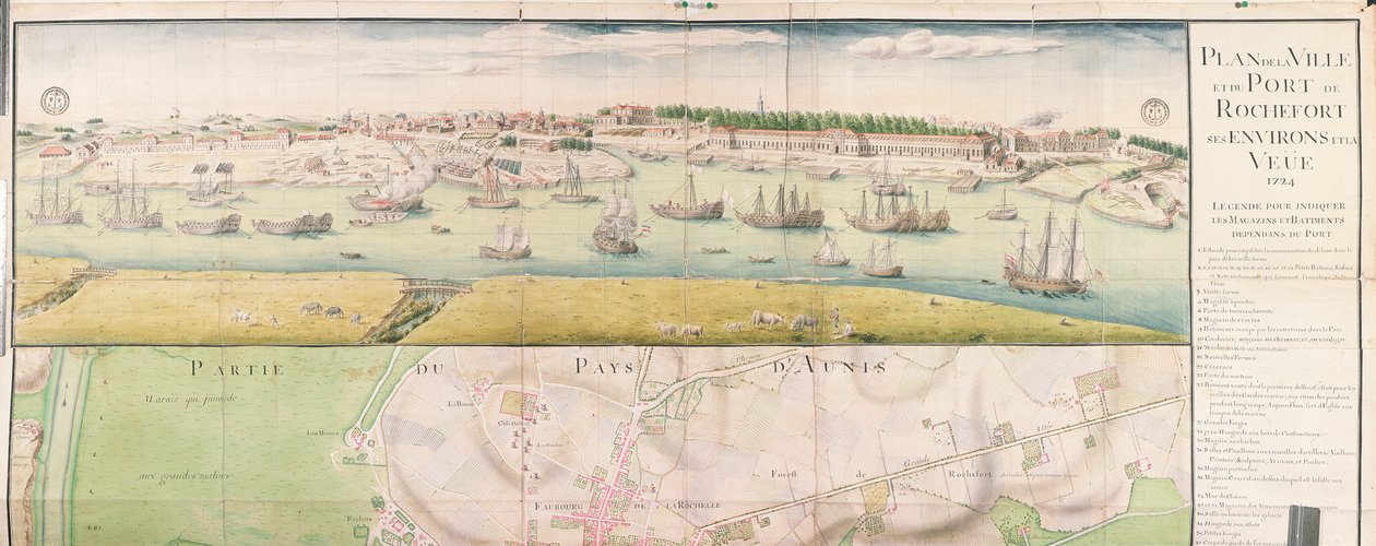 Plano da cidade e porto de Rochefort, 1724 de French School