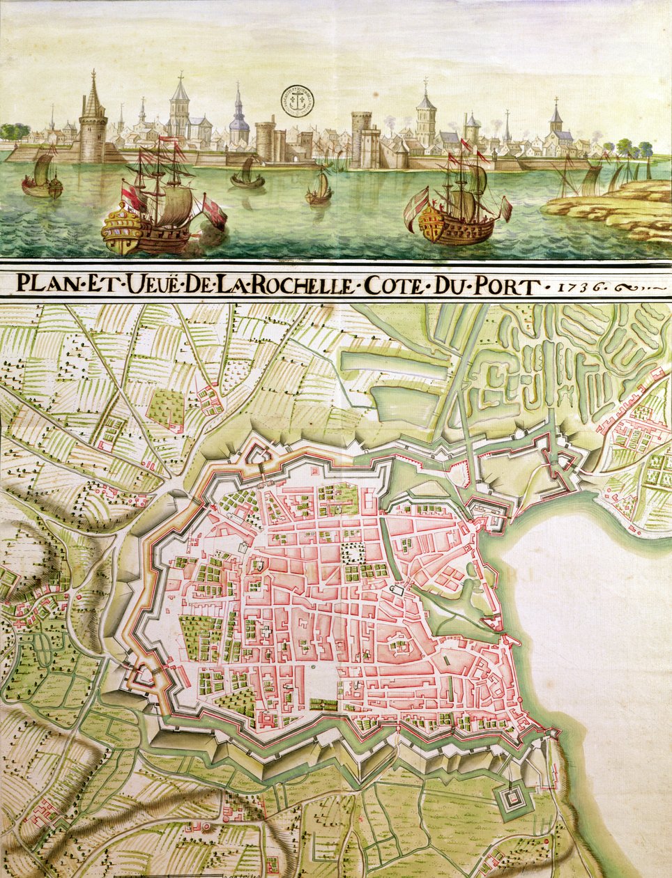 Planta da cidade de La Rochelle, 1736 de French School