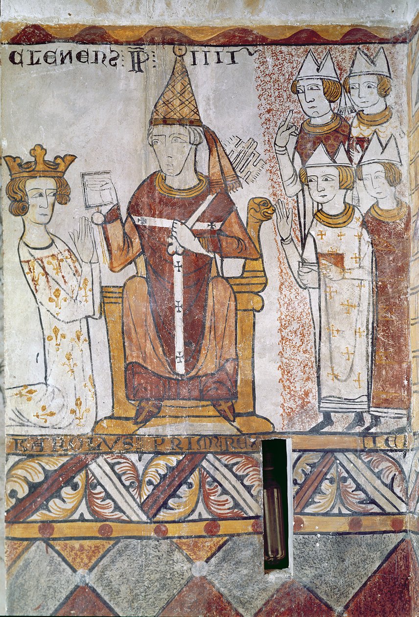 Papa Clemente IV (c.1195-1268) Investindo Carlos de Anjou (1226-85) com o Reino da Sicília, 28 de junho de 1265 de French School