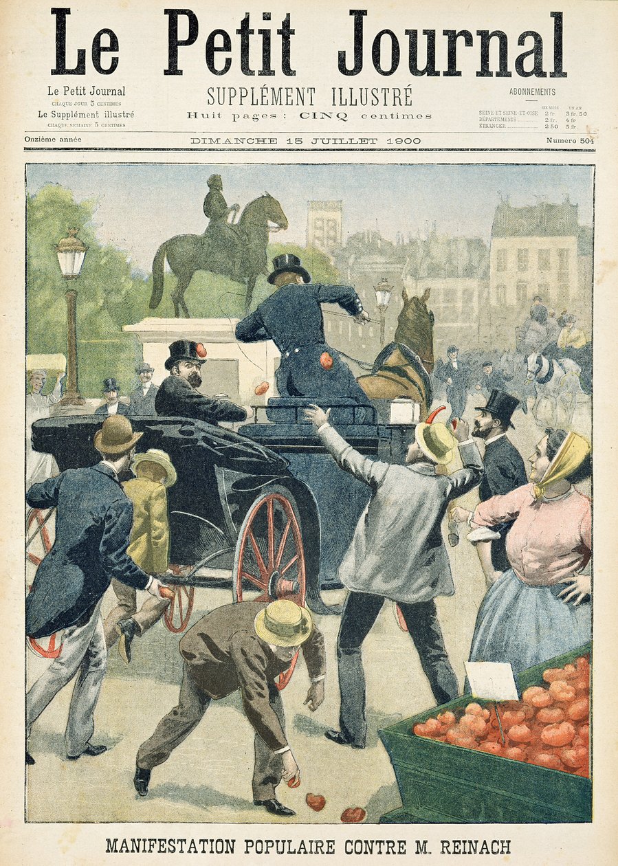 Protesto popular contra Joseph Reinach (1856-1921) de &39;Le Petit Journal&39;, 15 de julho de 1900 de French School