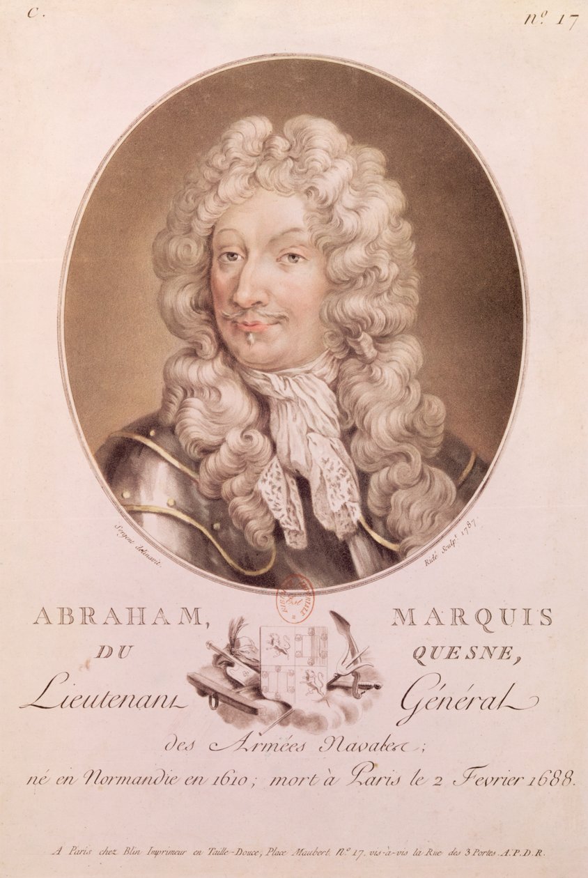 Retrato de Abraham Duquesne (1610-88) gravado por Ride, 1787 de French School