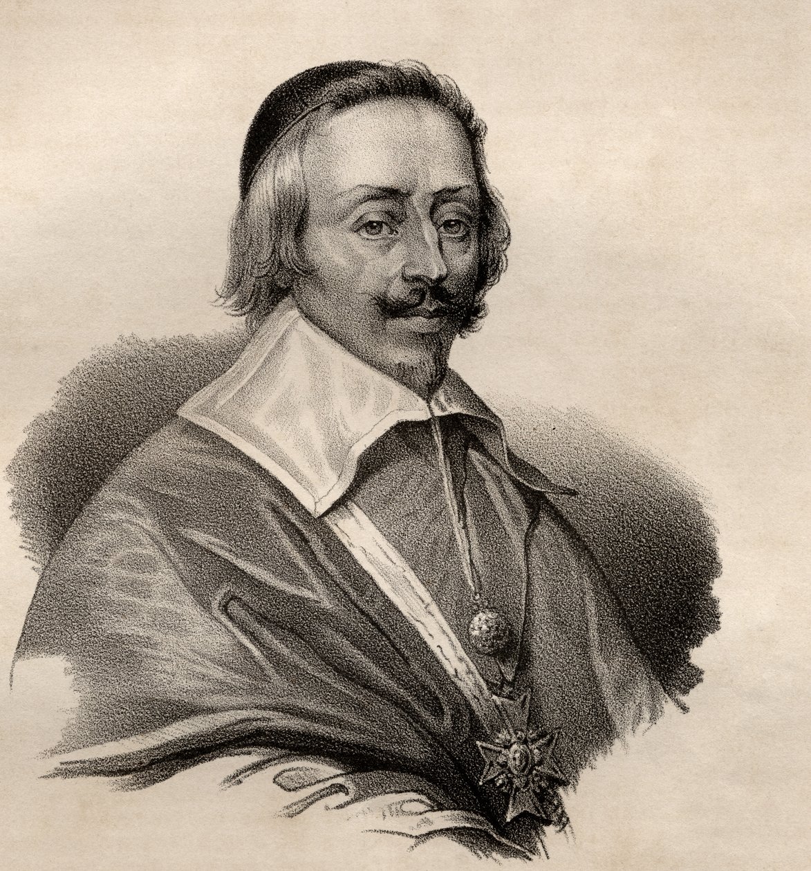 Retrato de Armand Jean du Plessis, cardeal e duque de Richelieu (1585-1642) de French School
