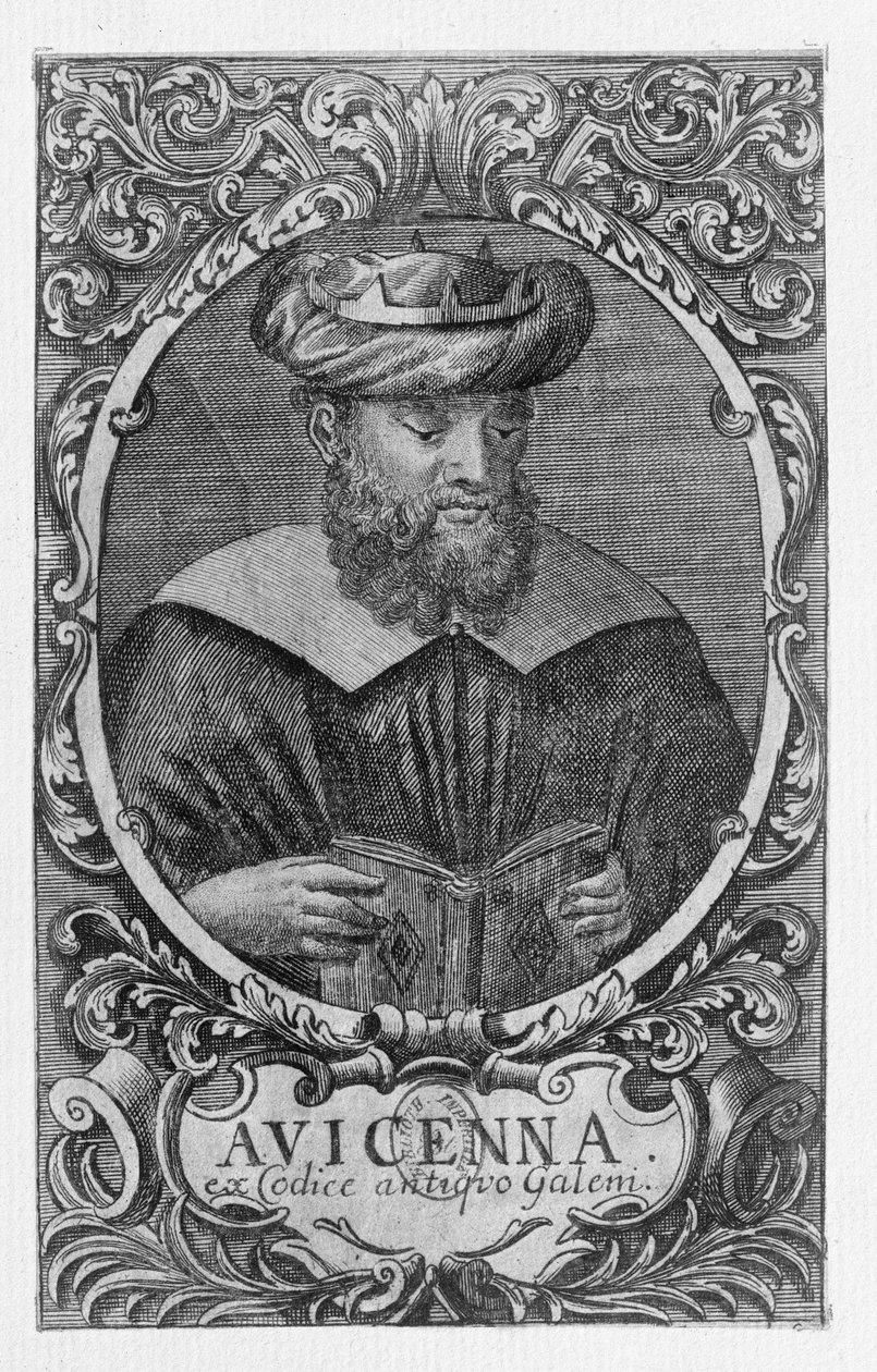 Retrato de Avicena (Ibn Sina) (980-1037) Leitura de French School