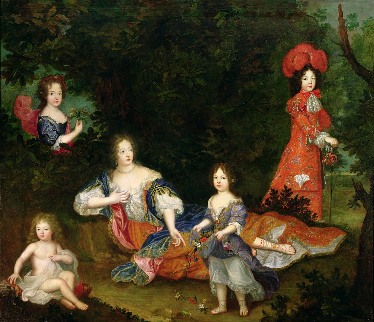 Retrato de Françoise-Athenais de Rochechouart-Mortemart (1641-1707) Marquesa de Montespan, cercada por seus filhos legitimados de French School