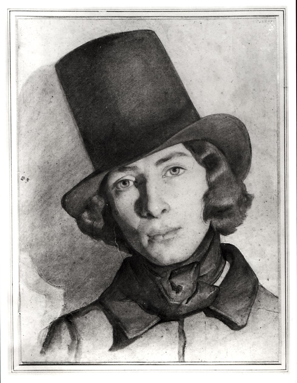 Retrato de Maurice Sand (1823-89) (guache e pierre noire no papel) de French School