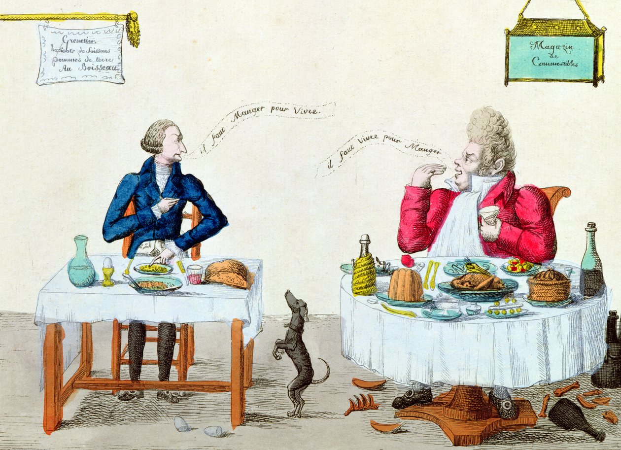Retrato de um glutão (gravura a cores) de French School