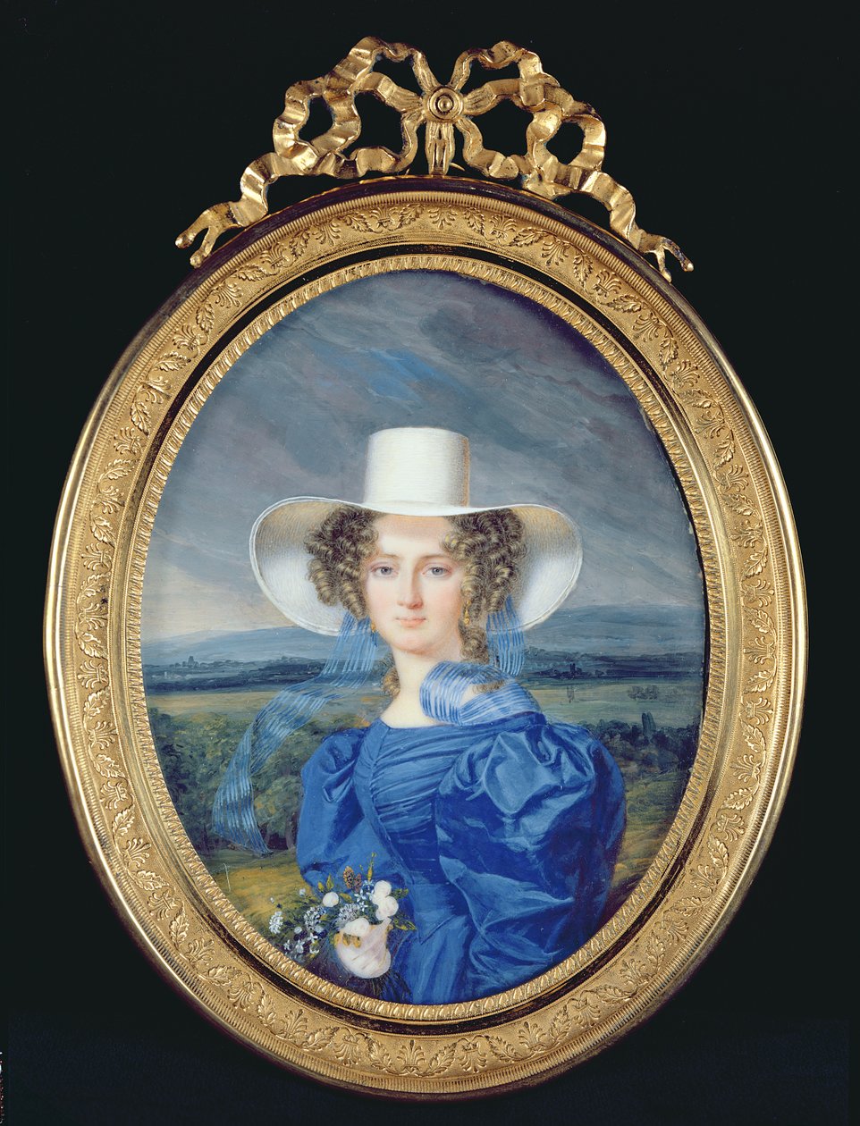 Retrato, de, um, menina jovem, em, um, paisagem de French School