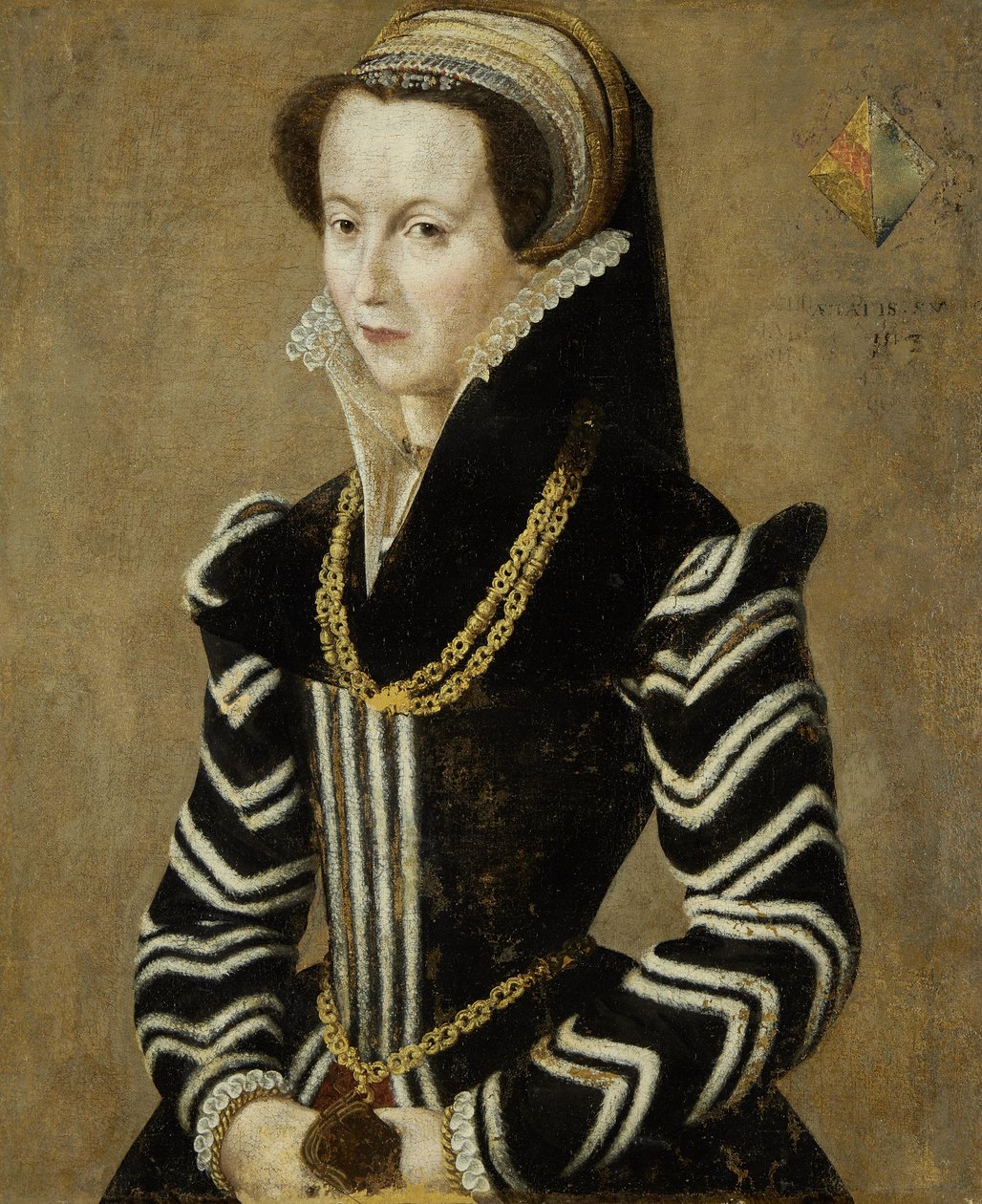 Retrato, de, um, senhora, em, um, preto branco, vestido de French School