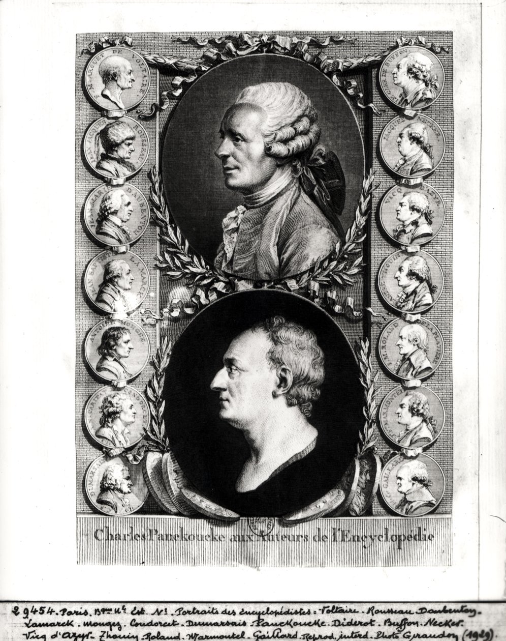 Retratos dos enciclopedistas Jean Le Rond d&39;Alembert (1717-83) e Denis Diderot (1713-84) 1751-1772 de French School