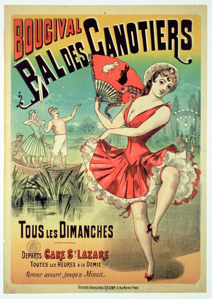 Cartaz para o &39;Bal des Canotiers, Bougival&39; (cor litho) de French School