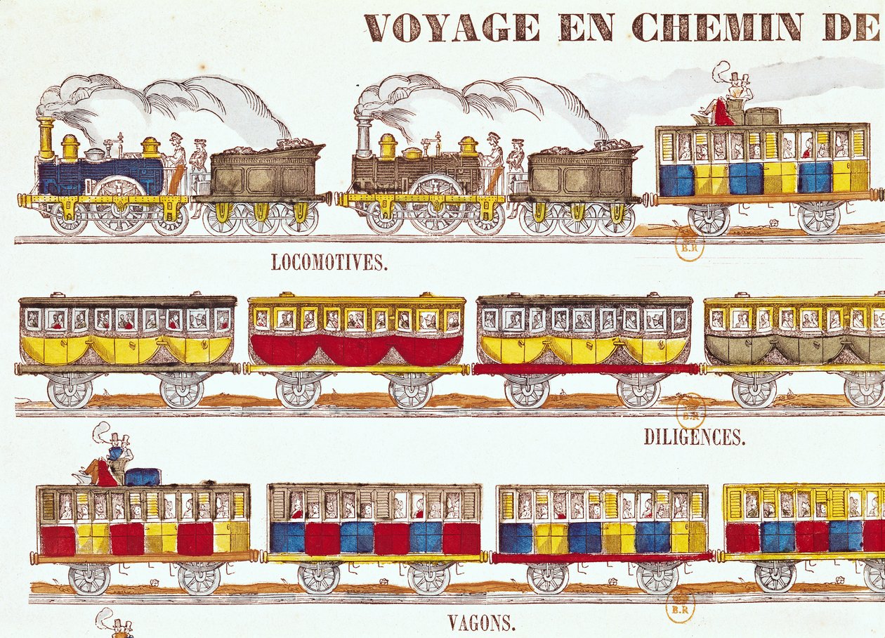 Viagem de trem em 1845 (detalhe) (veja também 192826) de French School
