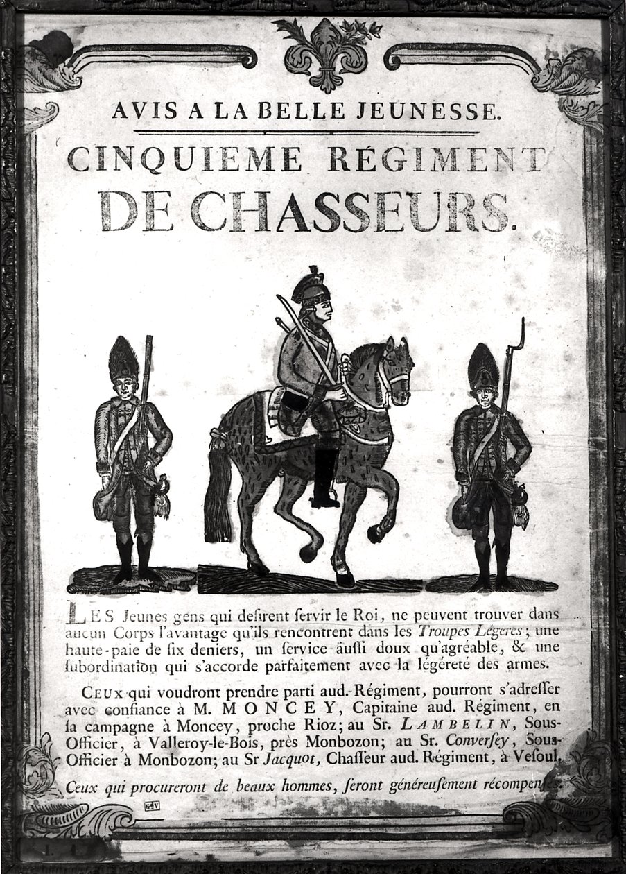 Cartaz de recrutamento para o quinto regimento de French School