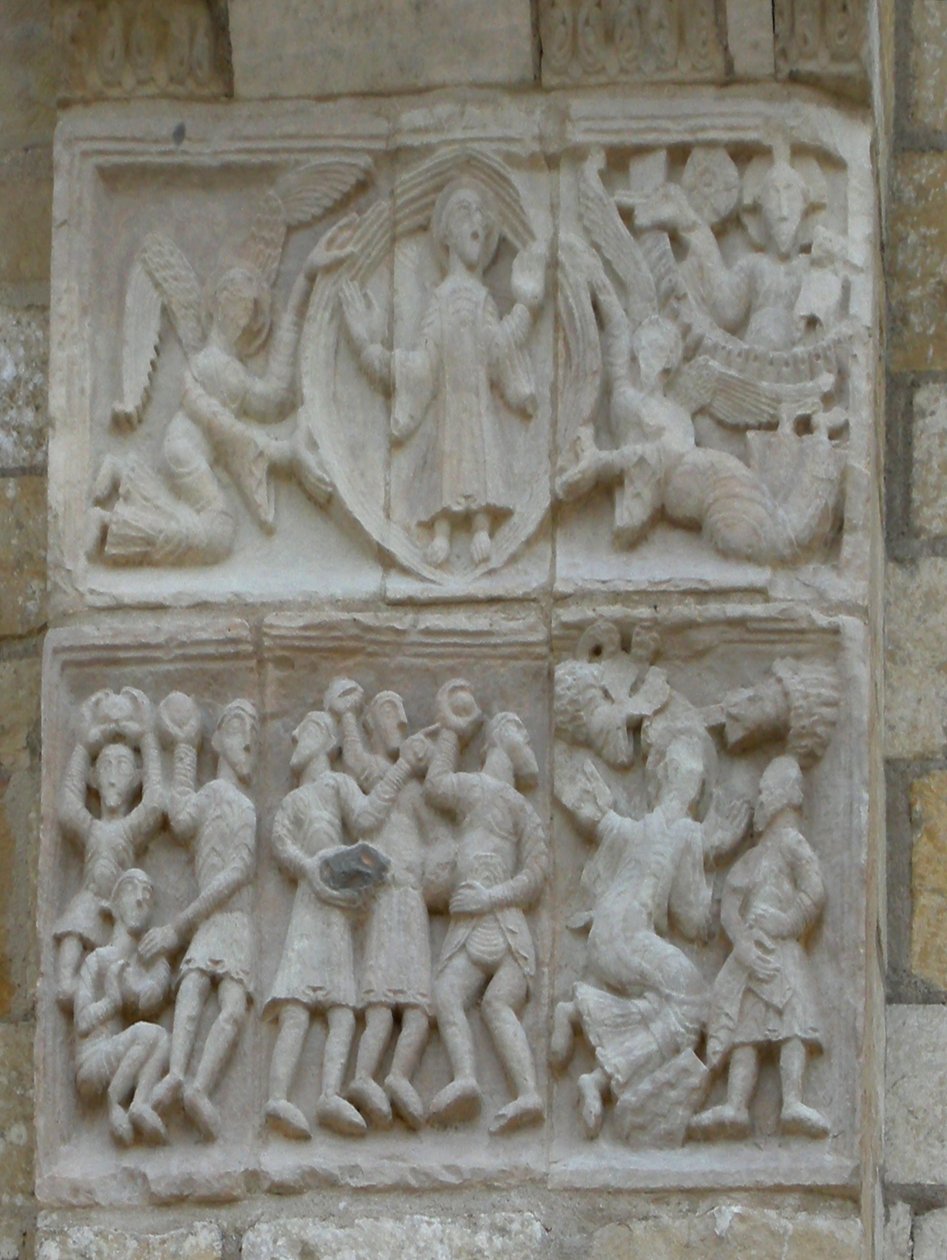 Relevo retratando o apedrejamento de Santo Estêvão de French School