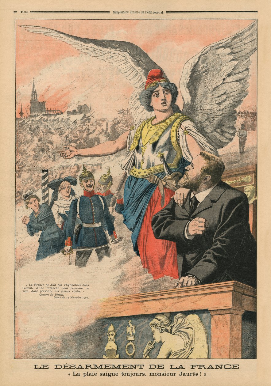 &39;Lembre-se&39;, Jean Jaures e Marianne, ilustração de &39;Le Petit Journal&39;, 22 de junho de 1913 de French School