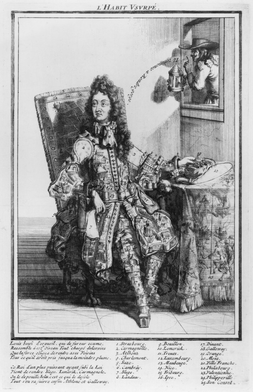 Satirical cartoon satirizando Louis XIV, 1693-1705 de French School
