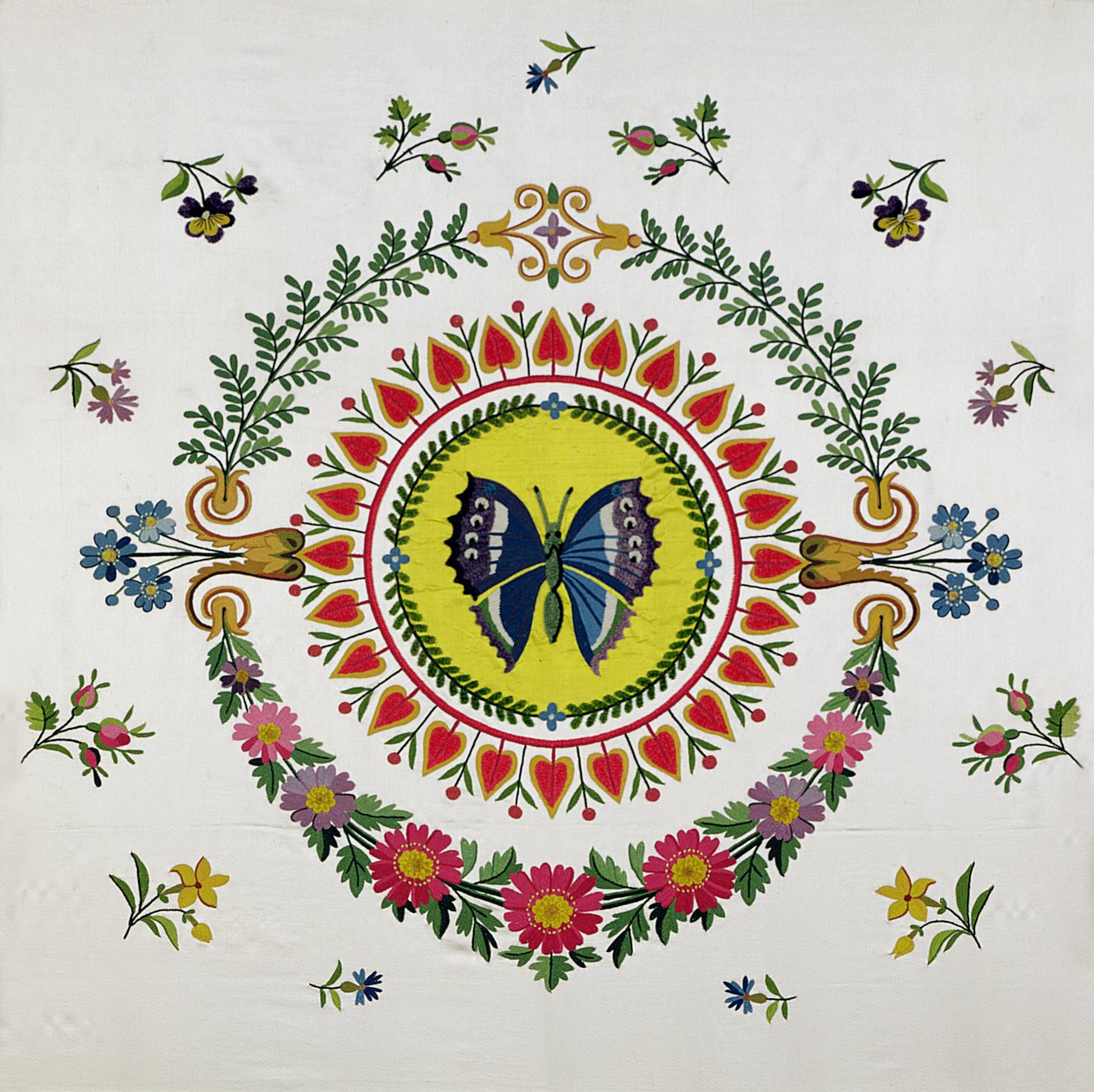 Cobertura de assento por Bissardon, Cousin and Bony, 1811 (cetim bordado) de French School