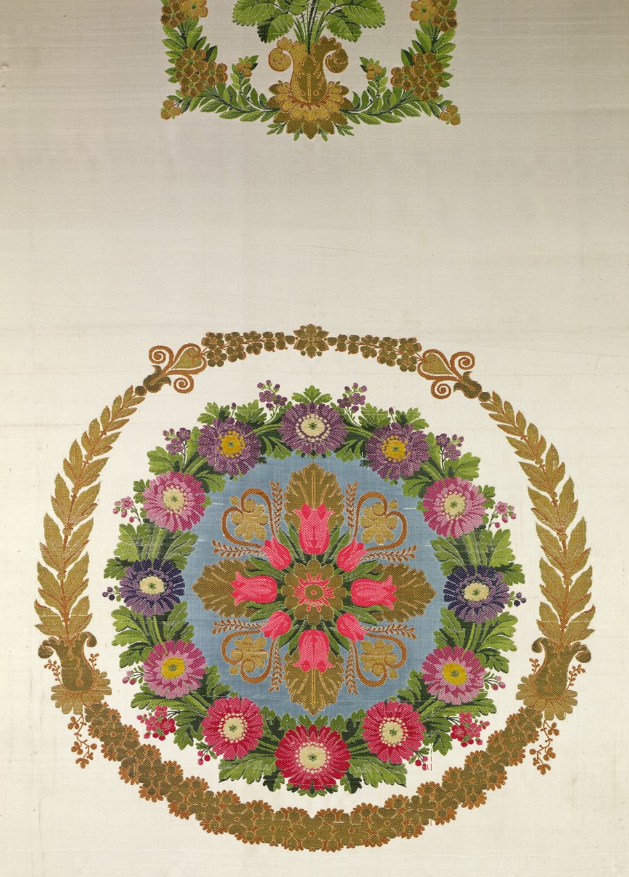 Cobertura de assento por Bissardon, Cousin and Bony, Lyon, 1811 (cetim bordado) de French School