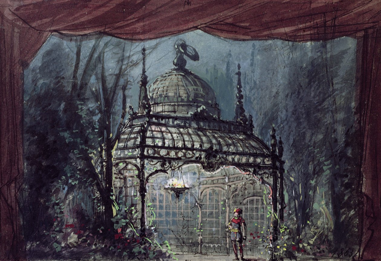 Cenário para &39;The Magic Flute&39; de Wolfgang Amadeus Mozart (1756-91) de French School