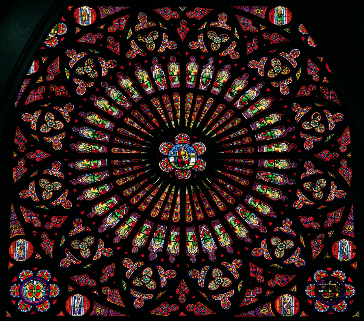 Janela rosa do Sul, do século 13 (vitral) de French School