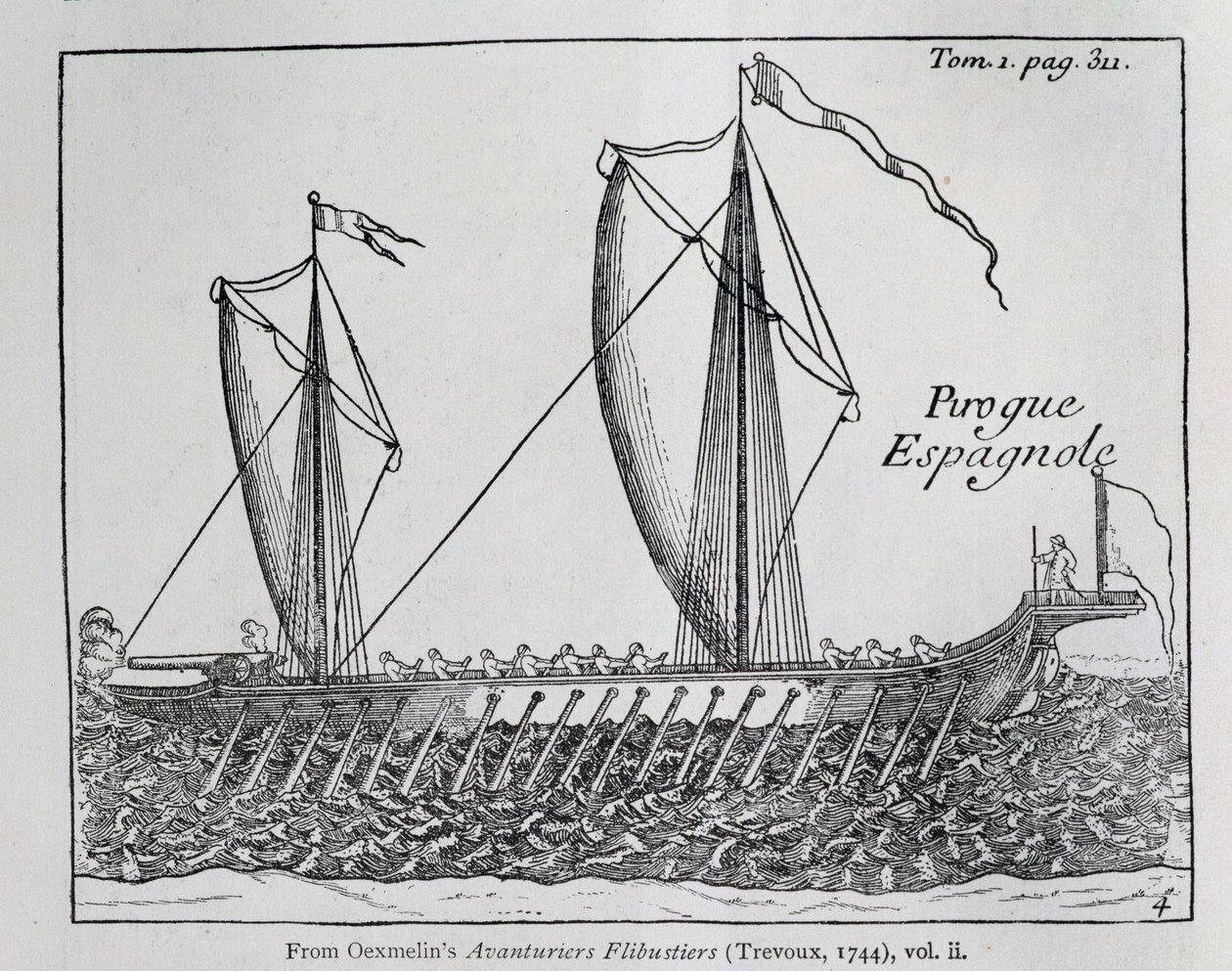 &39;Navio espanhol&39;, de Bucananeer aventureiros de Oexmelin, vol ii, Trevoux, 1744 de French School