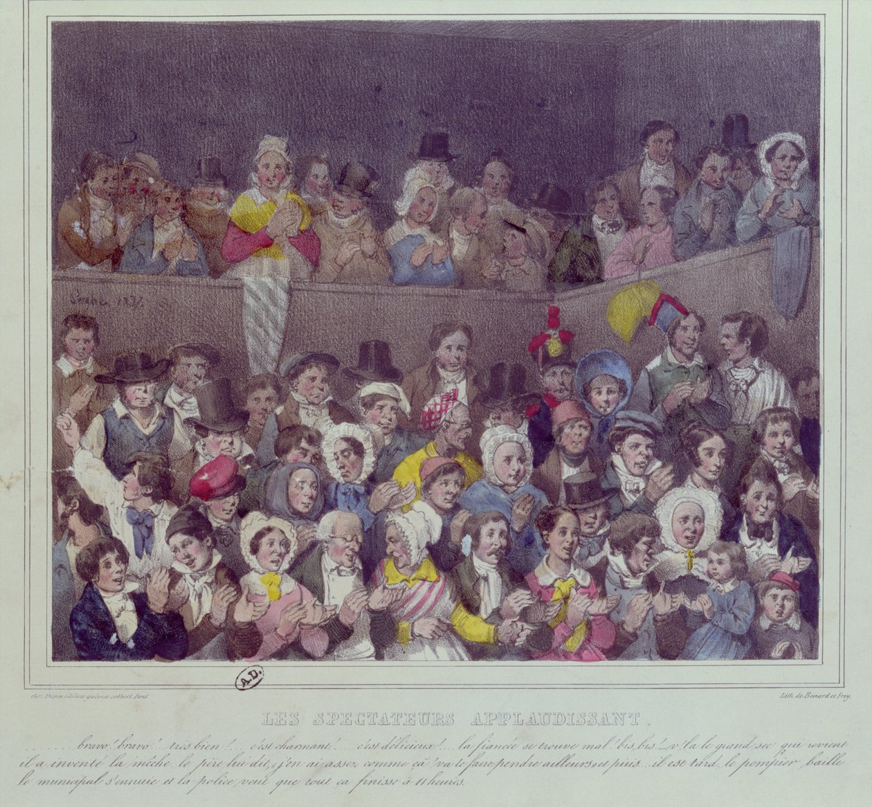 Espectadores aplaudindo no teatro, 1837 de French School