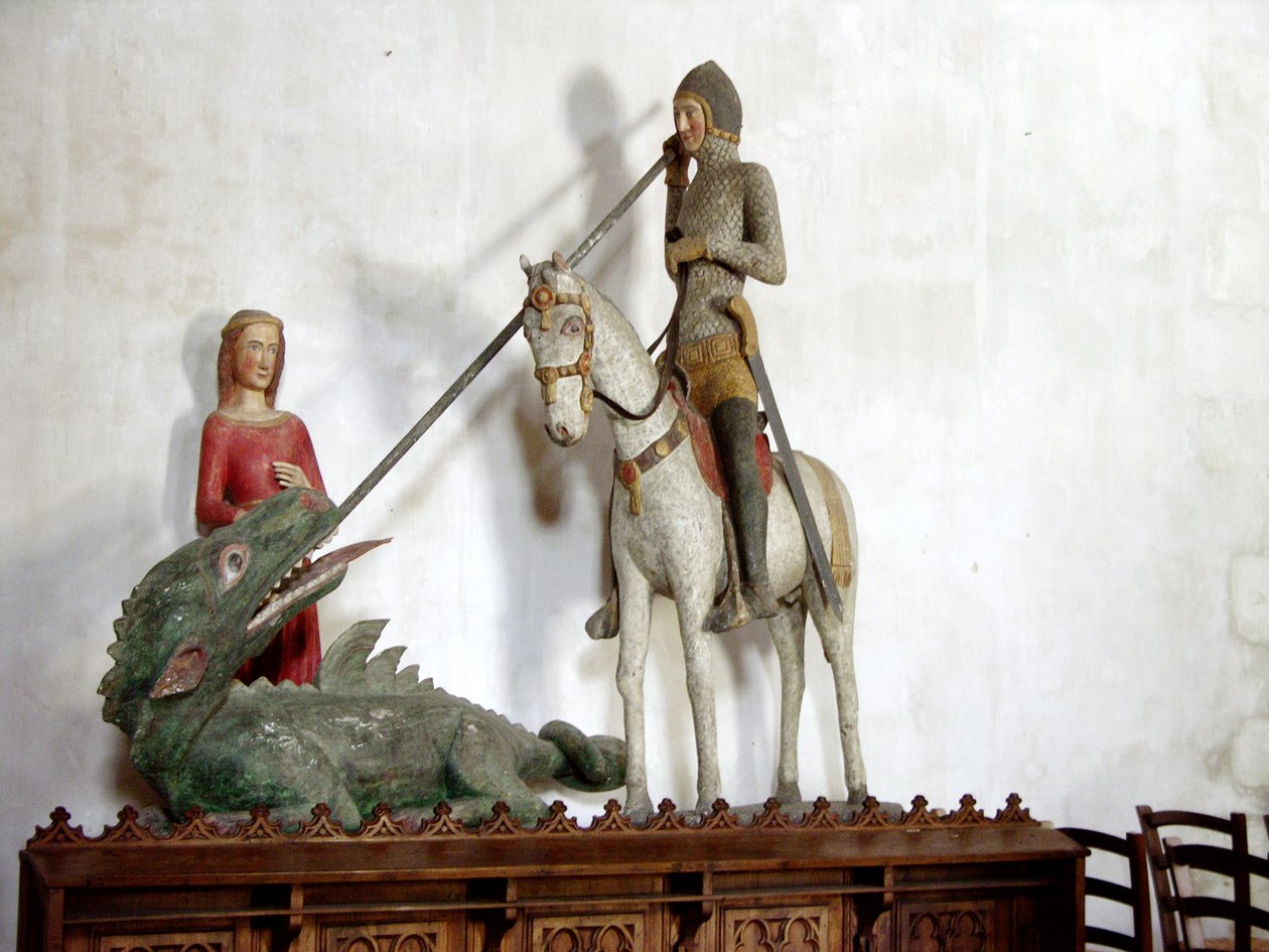 São Jorge e o Dragão (madeira policromada) de French School