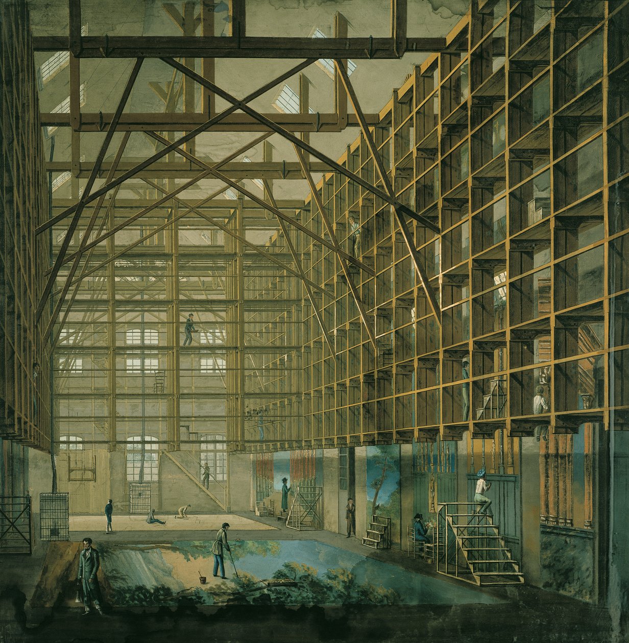 Oficina de Cenários da Ópera de Paris, c.1800-20 de French School