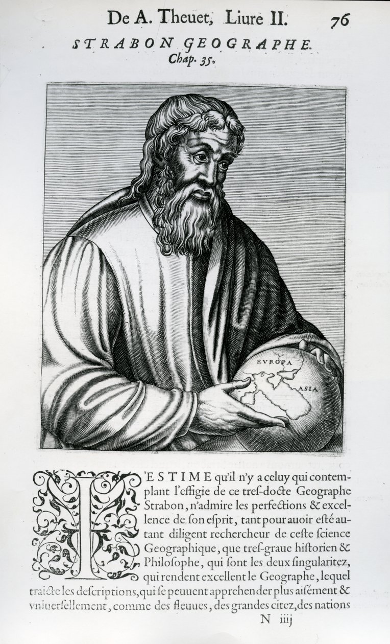 Estrabão, ilustração de "True Purts and Lives of Illustrious Men" de Andre Thevet, 1584 de French School