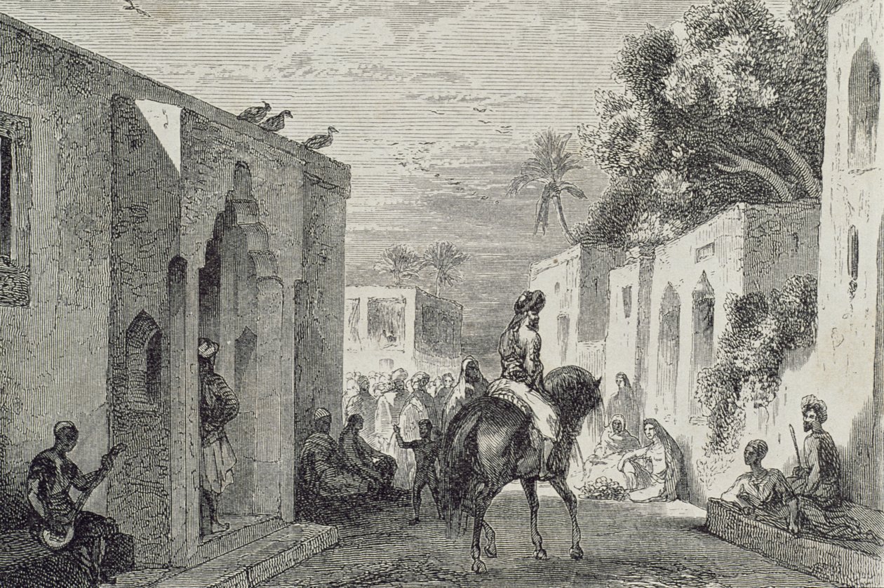 Rua em uma cidade de Zanzibar, de 1860 de French School