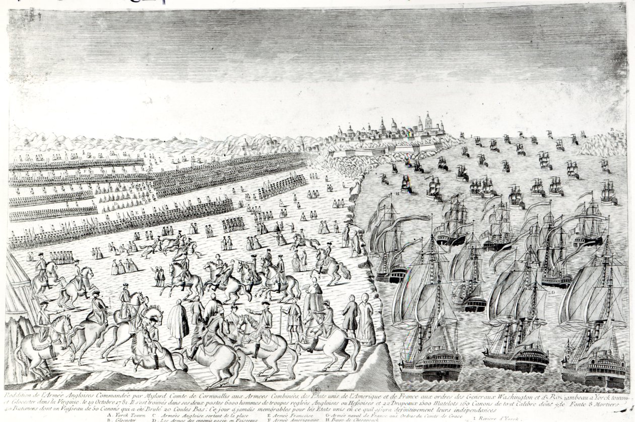 Rendição em Yorktown, 1781 de French School