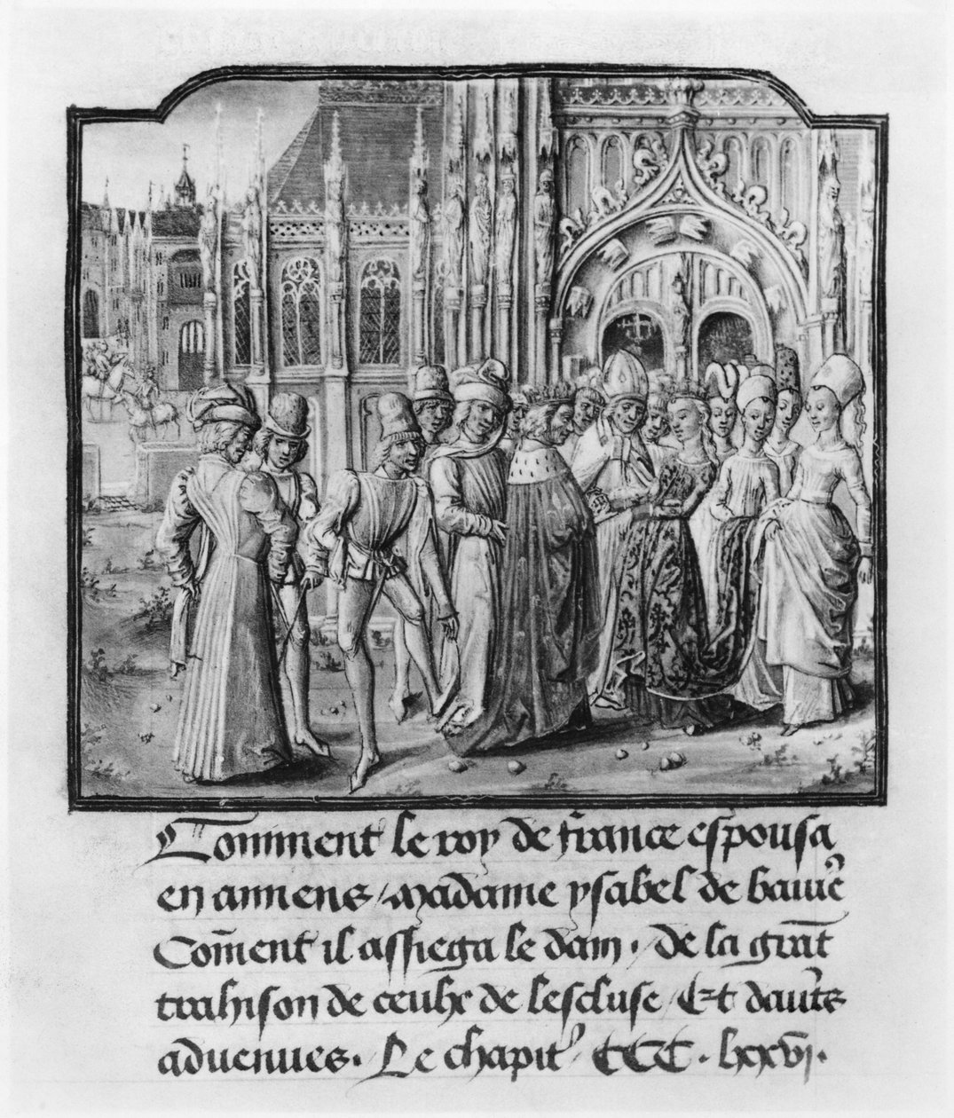 T.2 fol.311v Casamento de Carlos VI (1368-1422) Rei da França e Isabella da Baviera (1371-1435) em Amiens, da Crônica de Froissart, 1472 de French School