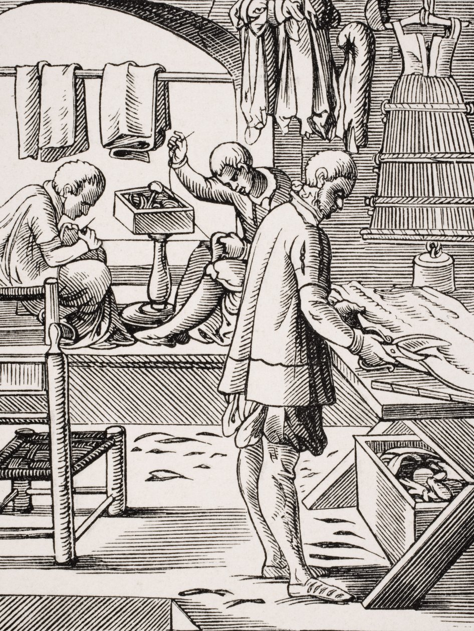 Alfaiate, reprodução de uma xilogravura de Jost Amman (1539-91) de "A Idade Média e o Renascimento", de Paul Lacroix (1806-84), publicada em 1847 de French School