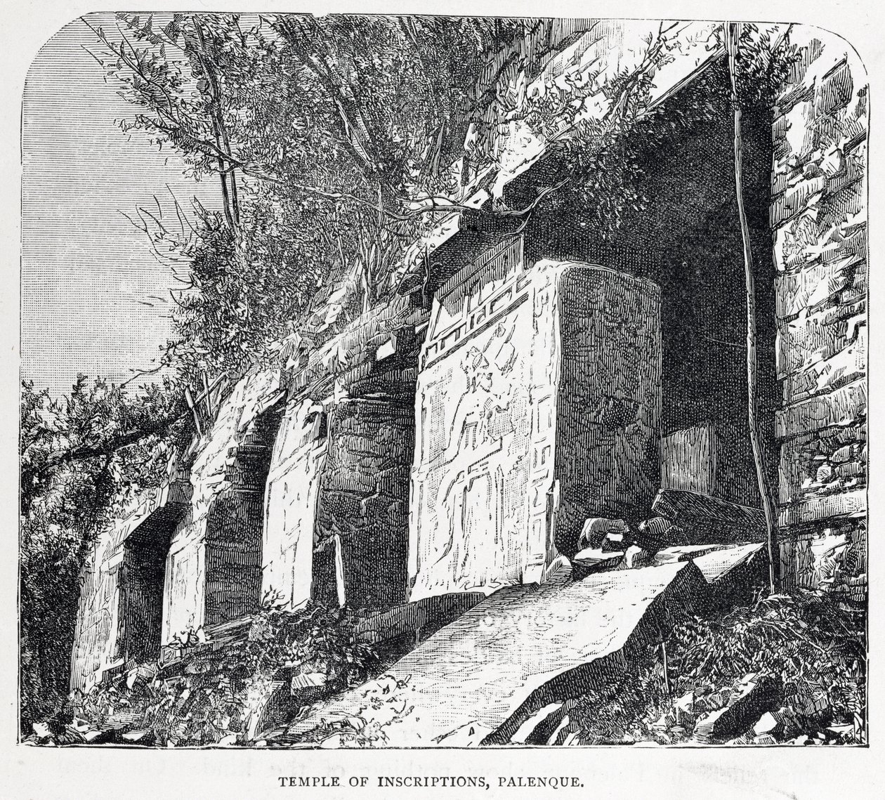 Templo das Inscrições, Palenque, de &39;As Antigas Cidades do Novo Mundo&39;, de Claude-Joseph-Desire Charnay, pub. 1887 de French School