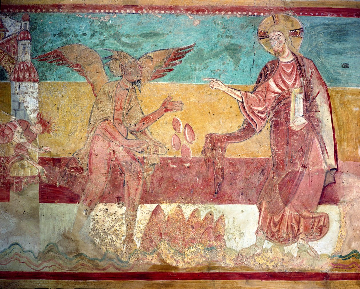 Tentação de Cristo no deserto pelo diabo, século XII de French School