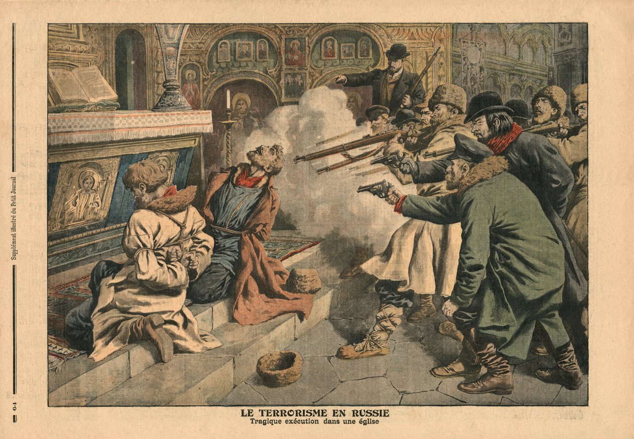 Terrorismo na Rússia, ilustração de &39;Le Petit Journal&39;, suplemento ilustrado, 24 de fevereiro de 1907 de French School